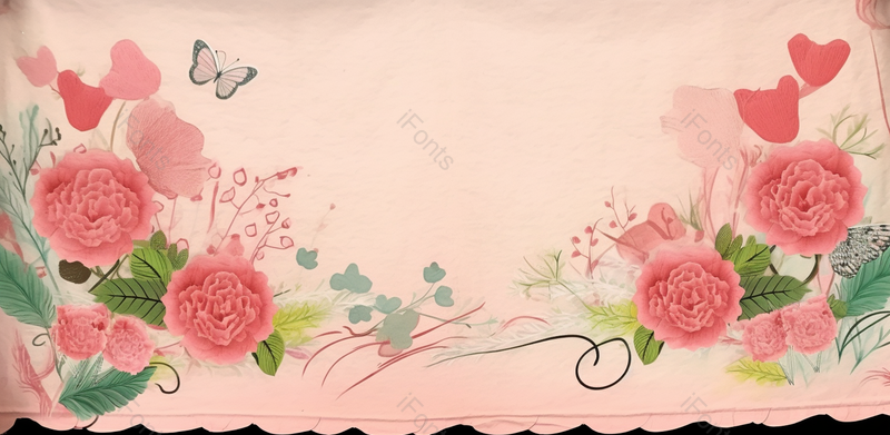 母亲节文艺手绘banner蝴蝶牡丹康乃馨鲜花花瓣飞舞,插画/手绘图,插画/手绘图库,插画/手绘图下载,插画/手绘